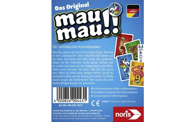 Zoch Mau Mau Tiere Kartenspiel Ab 6 Jahre 1 Zoch Mau Mau Tiere Kartenspiel Ab 6 Jahre